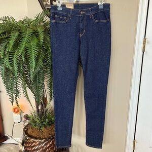 Brand New Levi's 711 Skinny Mid Rise Blue Dark Wash Jeans Red Tab Western Slim